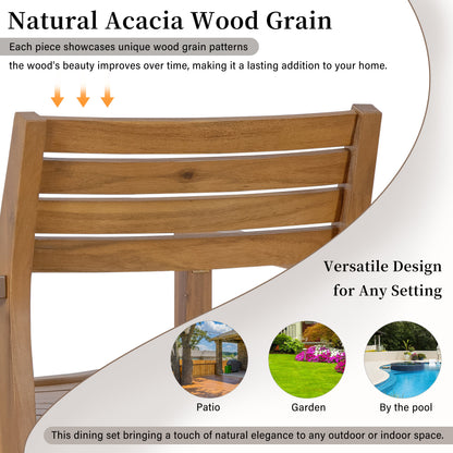 Five Piece Outdoor Dining Set with Acacia Wood