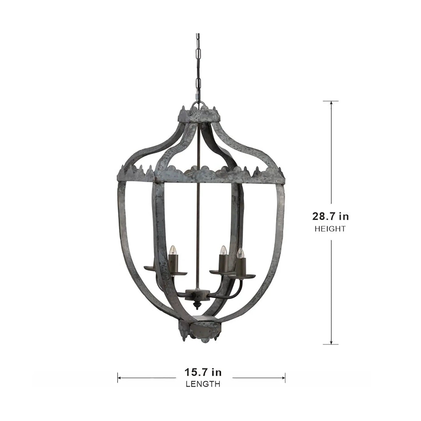 4 Light Metal Chandelier with Adjustable Chain