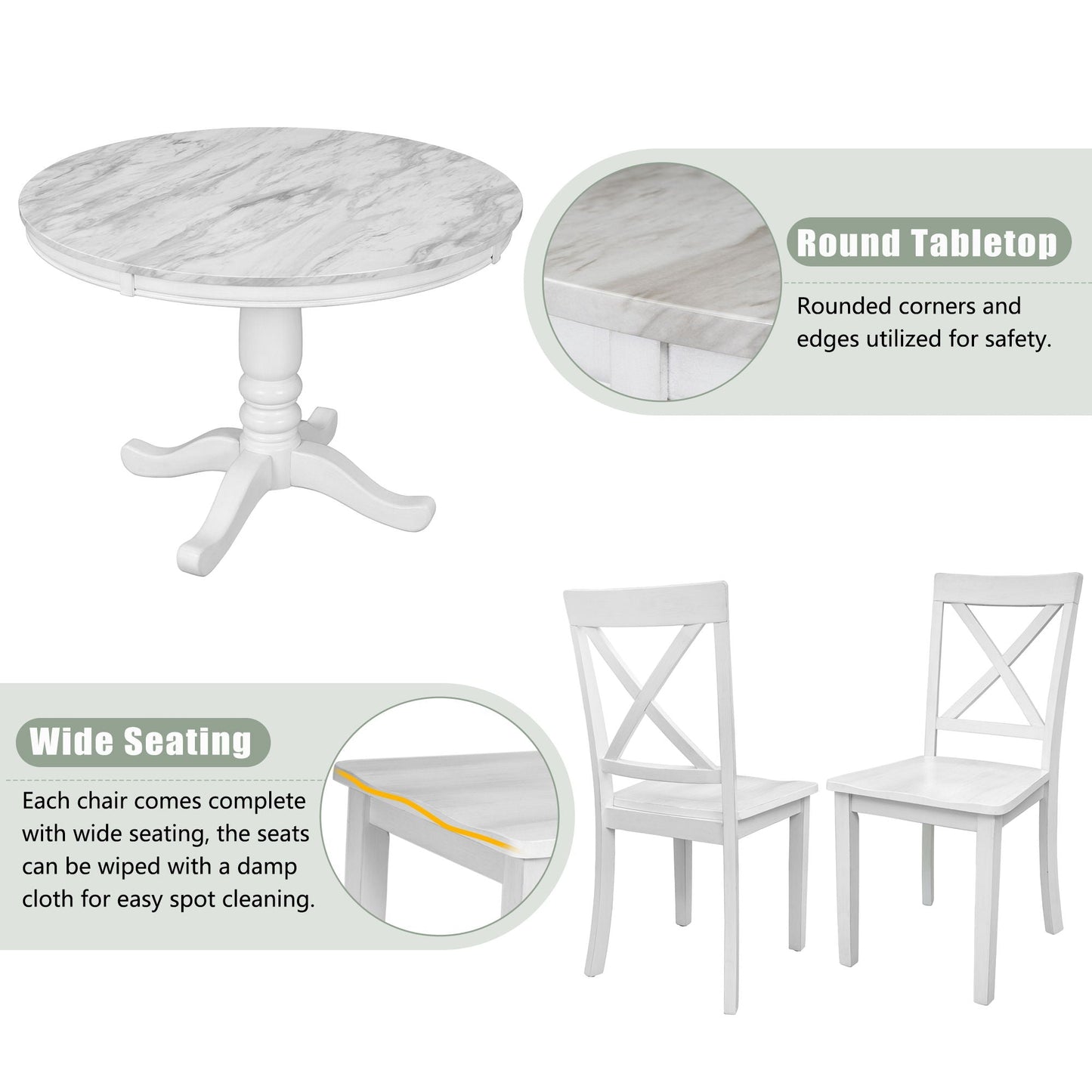 Elegant 5 Pieces Dining Table and 4 Chairs Set