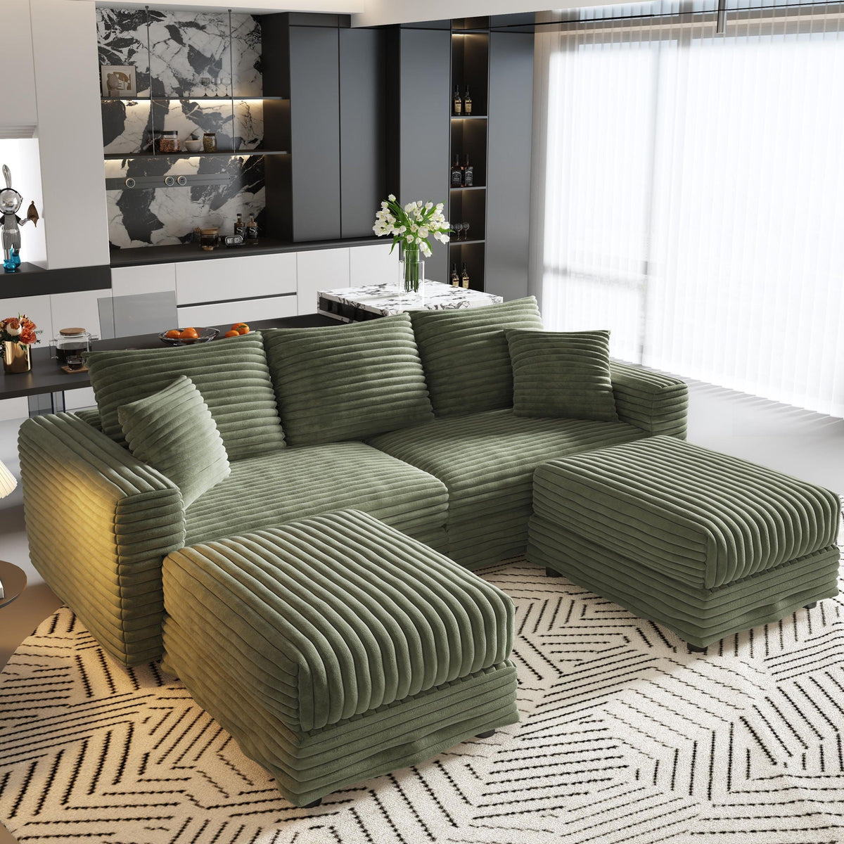 Convertible Sofa With Deep Seat and Pillows