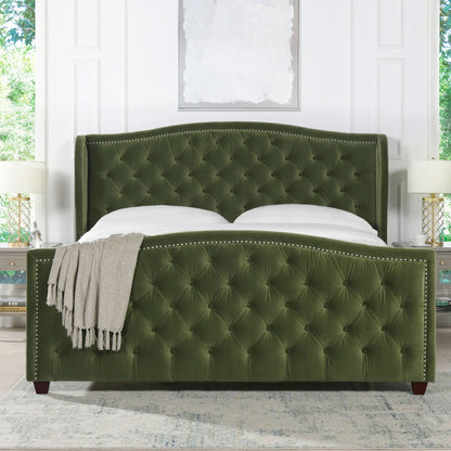 Solid Upholstered Bed Frame and Headboard Set