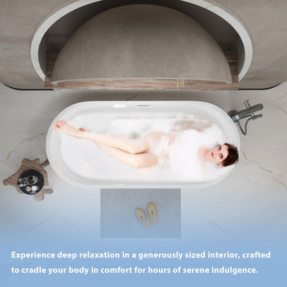Modern Double Wall Freestanding Soaker Tub, white oval bathtub for serene bath experience on Tampa Home & Garden Store