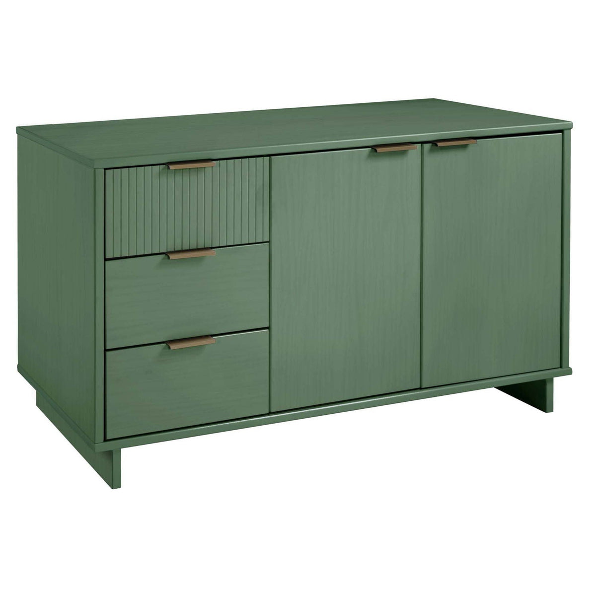 Granville sideboard in green with bronze pulls; left cabinet and drawers, right smooth doors on Tampa Home & Garden Store