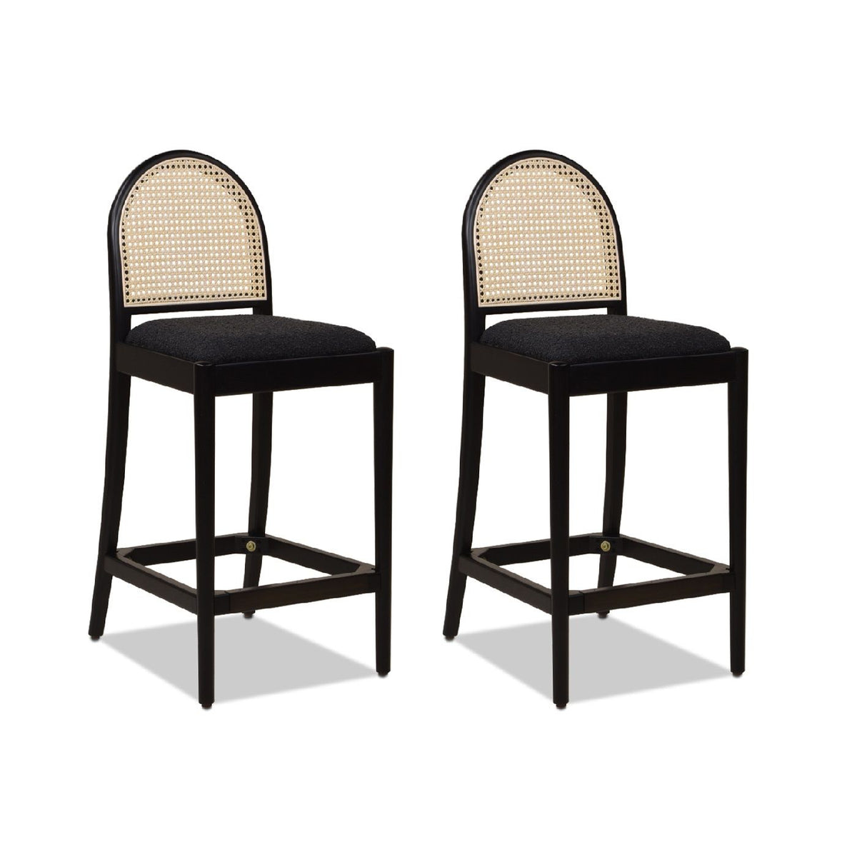 Curved Back Cane Counter Stools with Cane Webbing, black frames, set of 2 by HouseOfZazla on Tampa Home & Garden Store