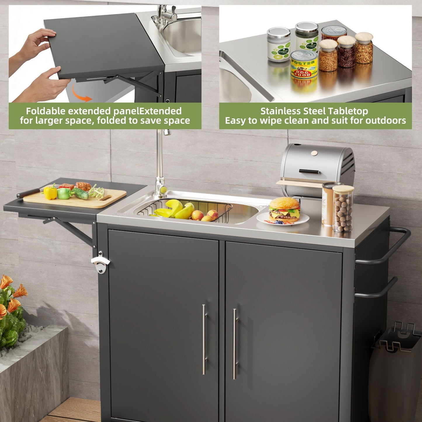 Outdoor Stainless Steel Grill Table and Sink