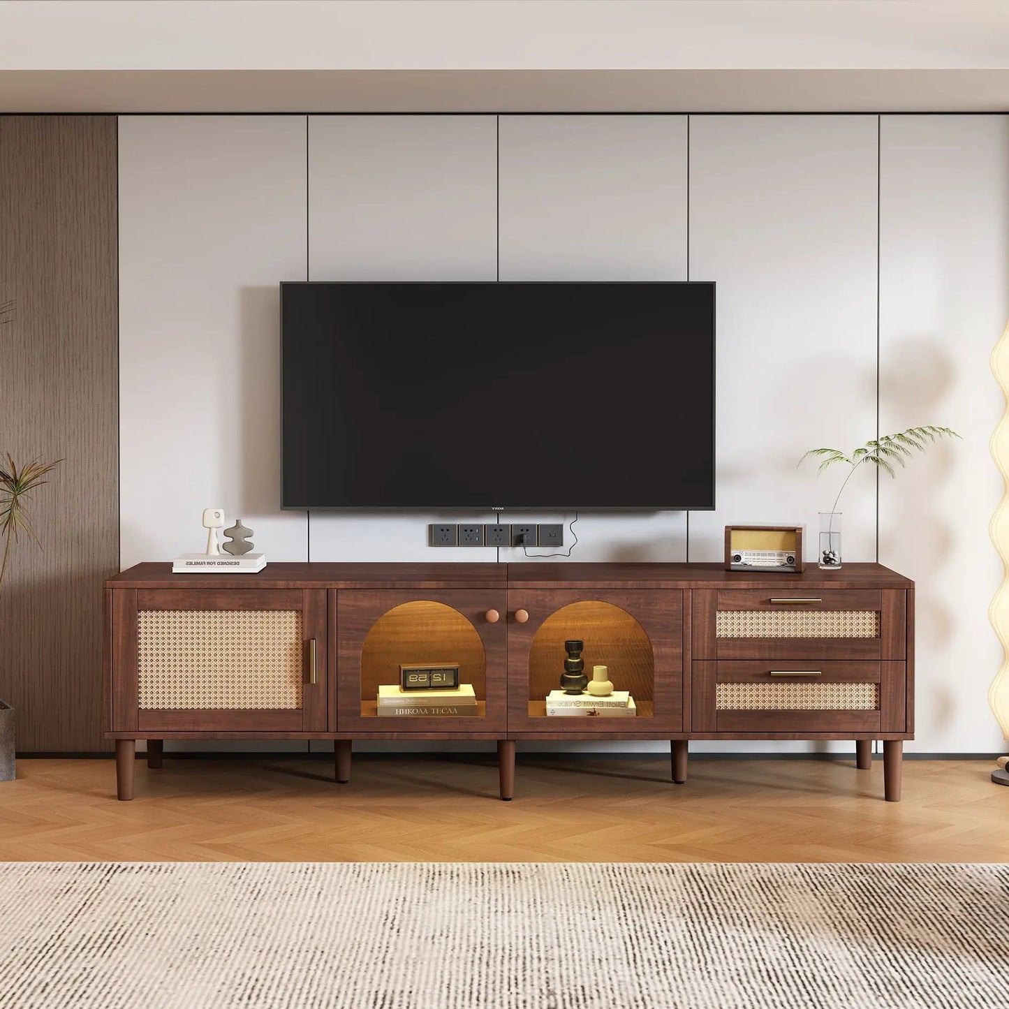 TV Stand With App LED Lights and Door Storage