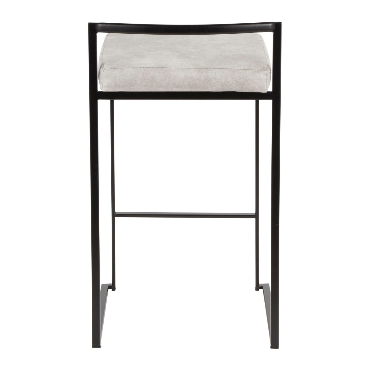 Stackable contemporary counter stool from HouseOfZazla with cushioned light gray seat and black metal frame on Tampa Home & Garden Store