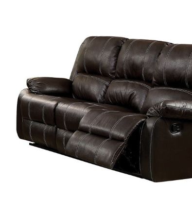 Zuriel synthetic recliner sofa HouseOfZazla dark brown leather with chaise longue recline on Tampa Home & Garden Store