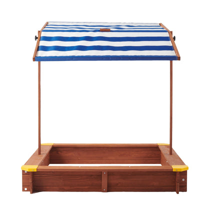 Large Outdoor Wooden Sandbox With Canopy