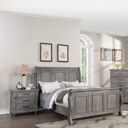 3 Piece Bedroom Set Bed with 2 Nightstands by HouseOfZazla in gray weathered wood finish on Tampa Home & Garden Store