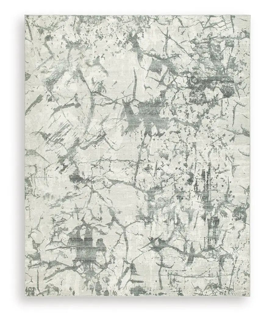 Tobinbury Washable Faux Fur Rug Gray Abstract