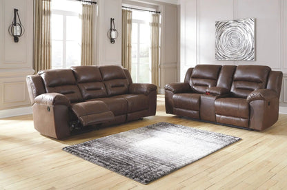 Stoneland reclining living room set: brown leather sofa and loveseat by Unique Piece Furniture on Tampa Home & Garden Store