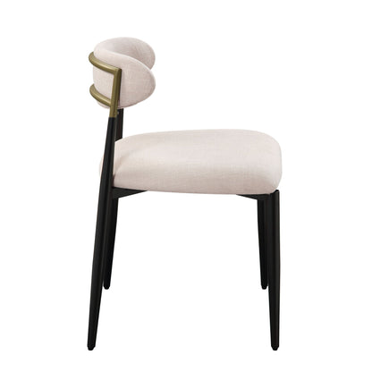 Side Chair Set with metal frame and beige padded upholstery with armrests by HouseOfZazla on Tampa Home & Garden Store