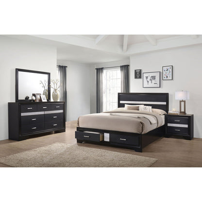 Annie 4-Piece Bedroom Set black wood by HouseOfZazla; bed, dresser, mirror, nightstand on Tampa Home & Garden Store