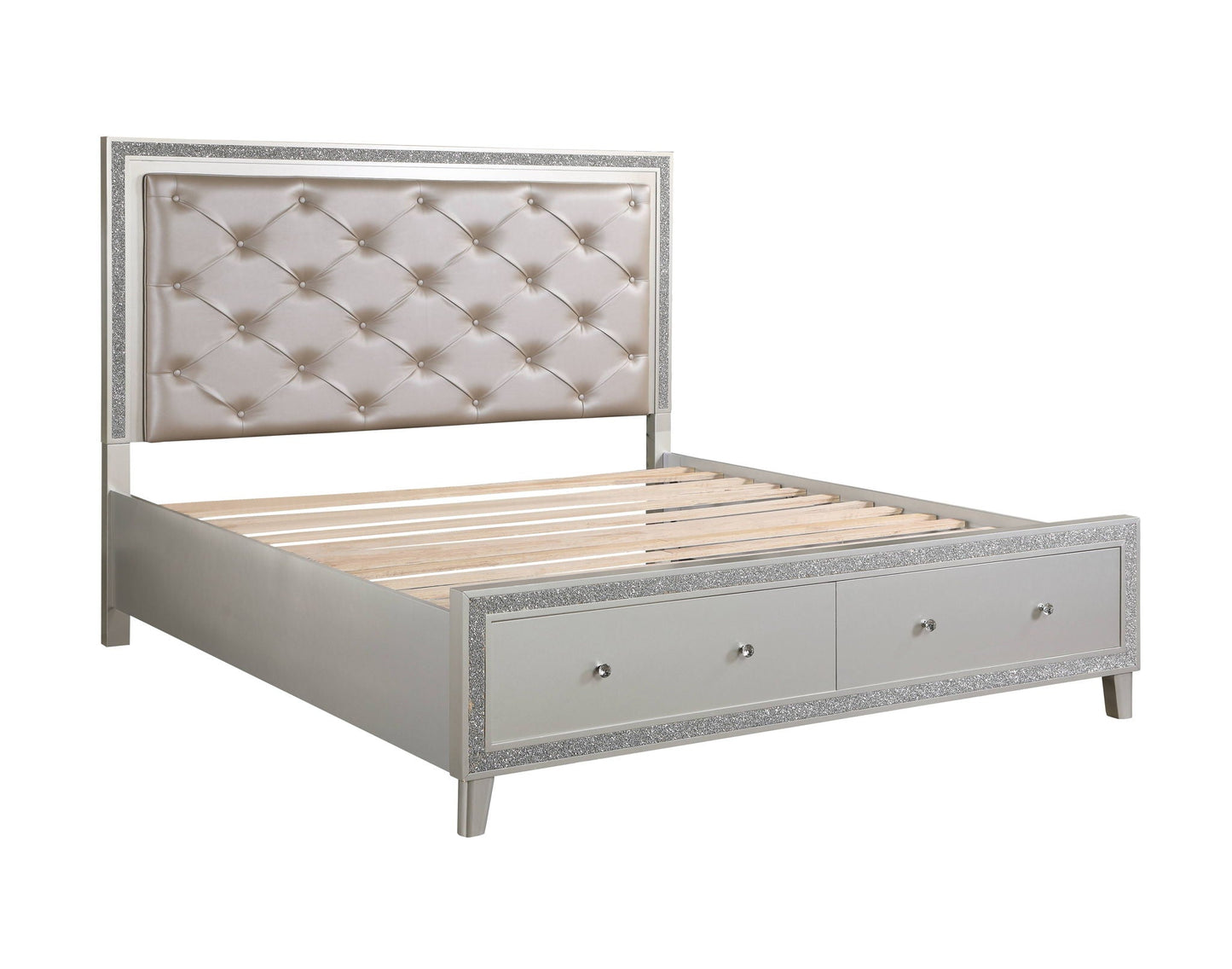 Sliverfluff LED Storage Bed with Padded Headboard