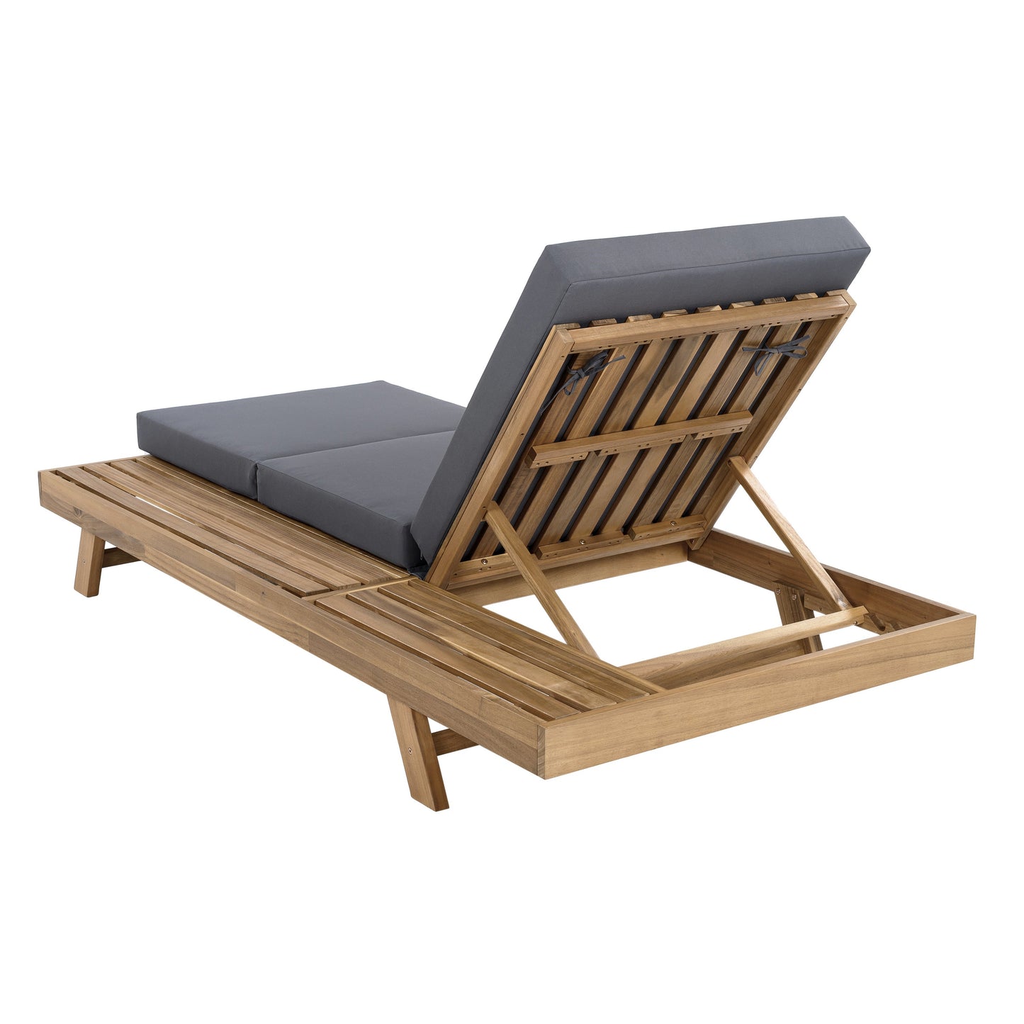 Lounge chaise set with space on one side by HouseOfZazla, gray cushions on a wooden slat frame on Tampa Home & Garden Store