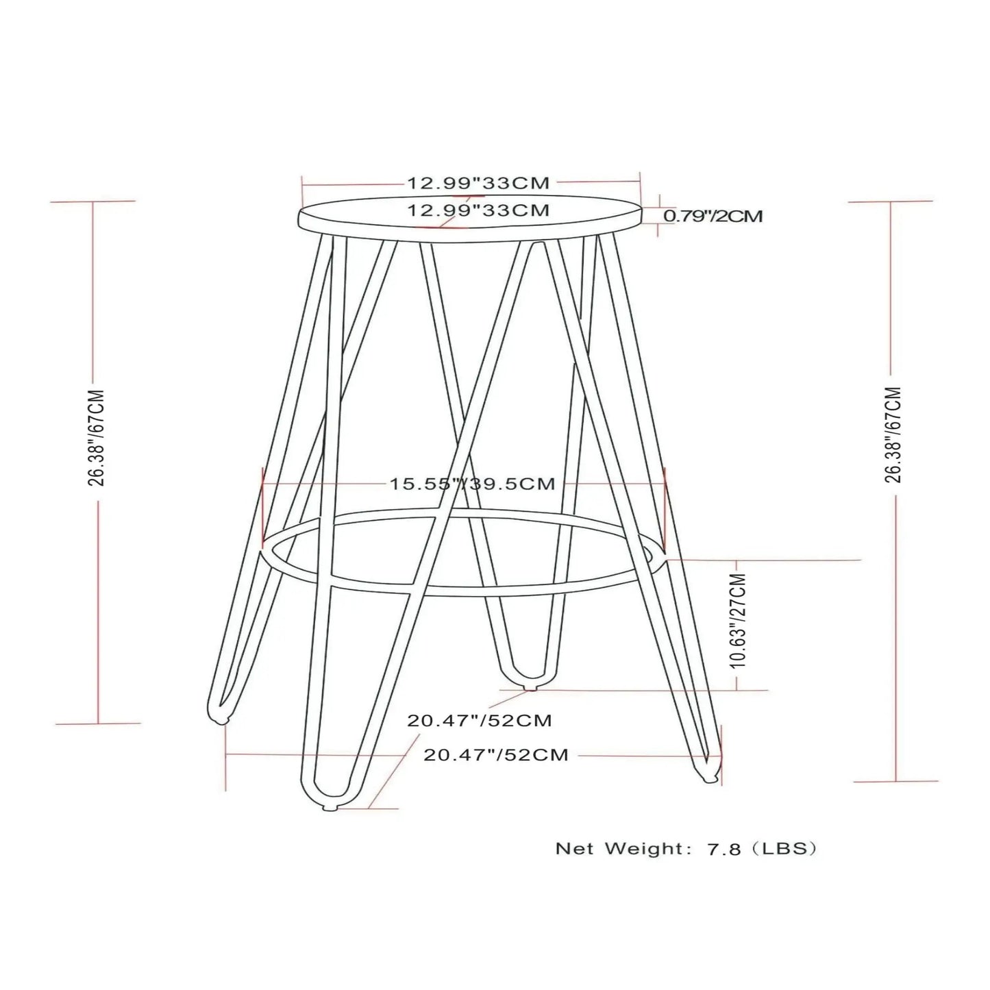 Simeon Multifunctional Metal Stool with Wood Seat