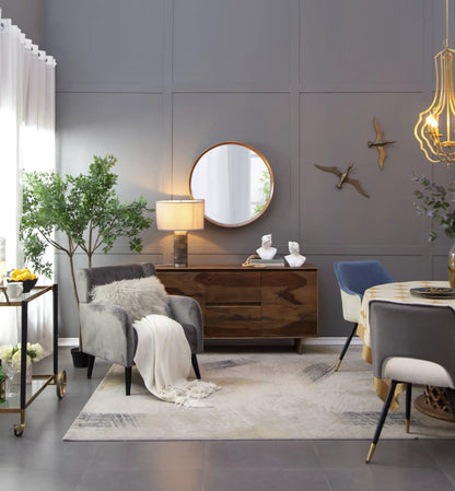 Round Wood Mirror Wall Mounted Home Decor