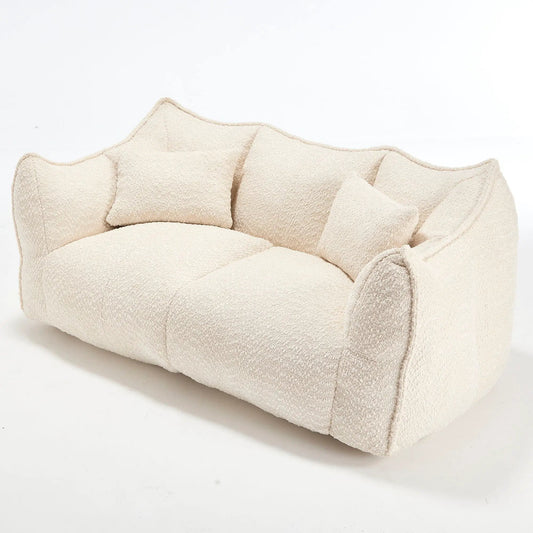 Beige dual beanbag chair with plush textured fabric and high resilience foam core for 2 people on Tampa Home & Garden Store