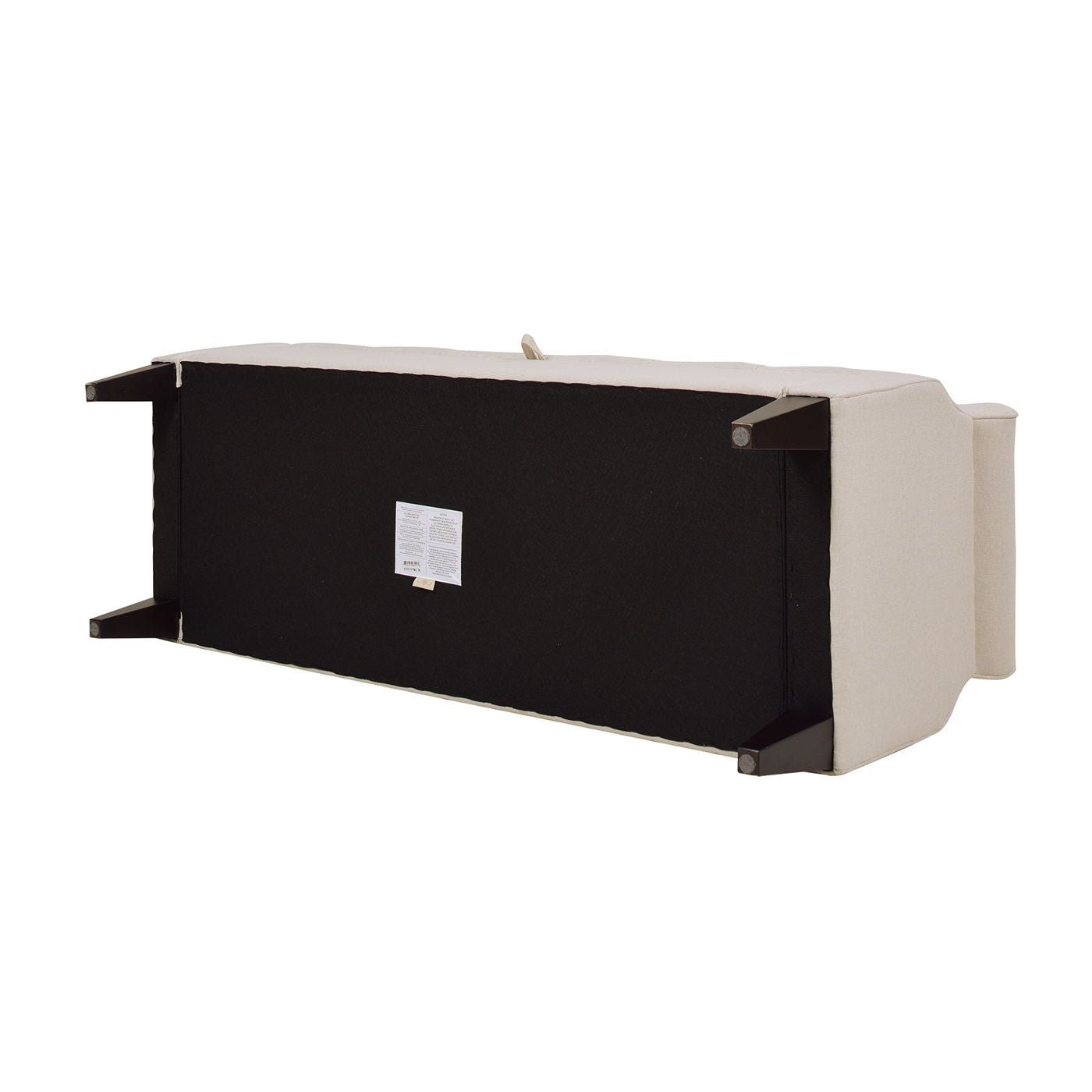 Jacqueline - Tufted Roll Arm Storage Bench beige fabric with black base and exposed legs on Tampa Home & Garden Store