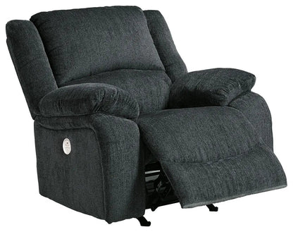Draycoll Rocker Recliner in dark gray fabric with side control on Tampa Home & Garden Store
