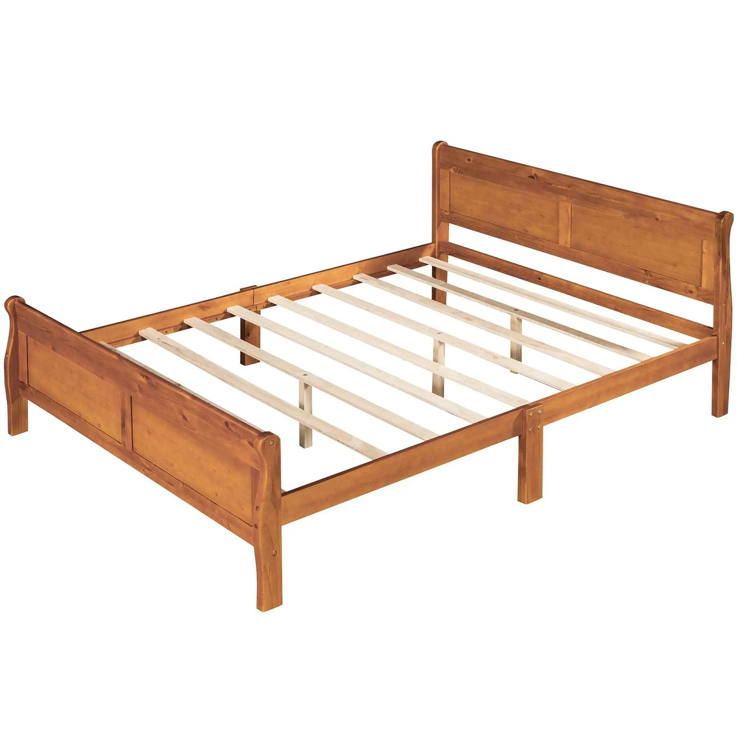Platform bed frame with headboard and footboard in warm wood finish Unique Piece Furniture on Tampa Home & Garden Store