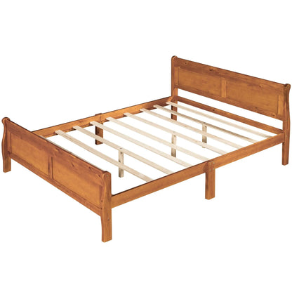 Platform bed frame with headboard and footboard in warm wood finish Unique Piece Furniture on Tampa Home & Garden Store