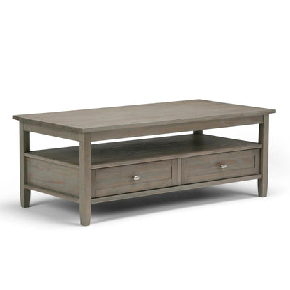 Warm Shaker coffee table in weathered gray wood with two drawers by Unique Piece Furniture on Tampa Home & Garden Store
