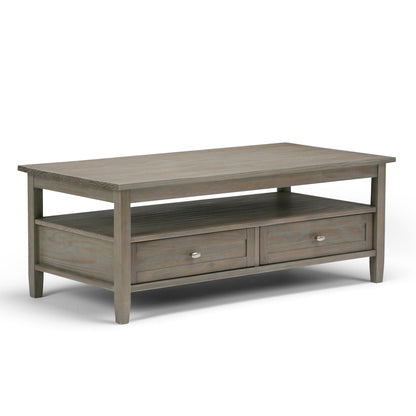 Warm Shaker Coffee Table with Drawer and Shelf, weathered gray wood finish, HouseOfZazla on Tampa Home & Garden Store