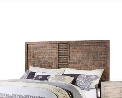 Andria Reclaimed Oak Queen Bed with rustic headboard and matching nightstands HouseOfZazla on Tampa Home & Garden Store