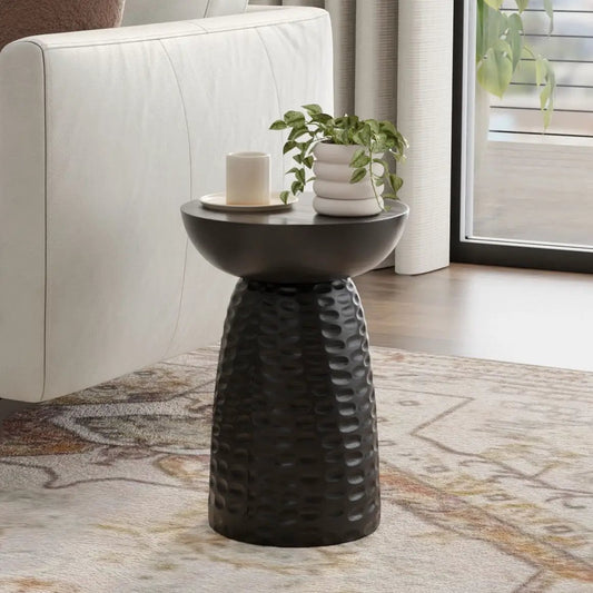 Boyd Handcrafted Accent Table, black pedestal with round top, Unique Piece Furniture on Tampa Home & Garden Store