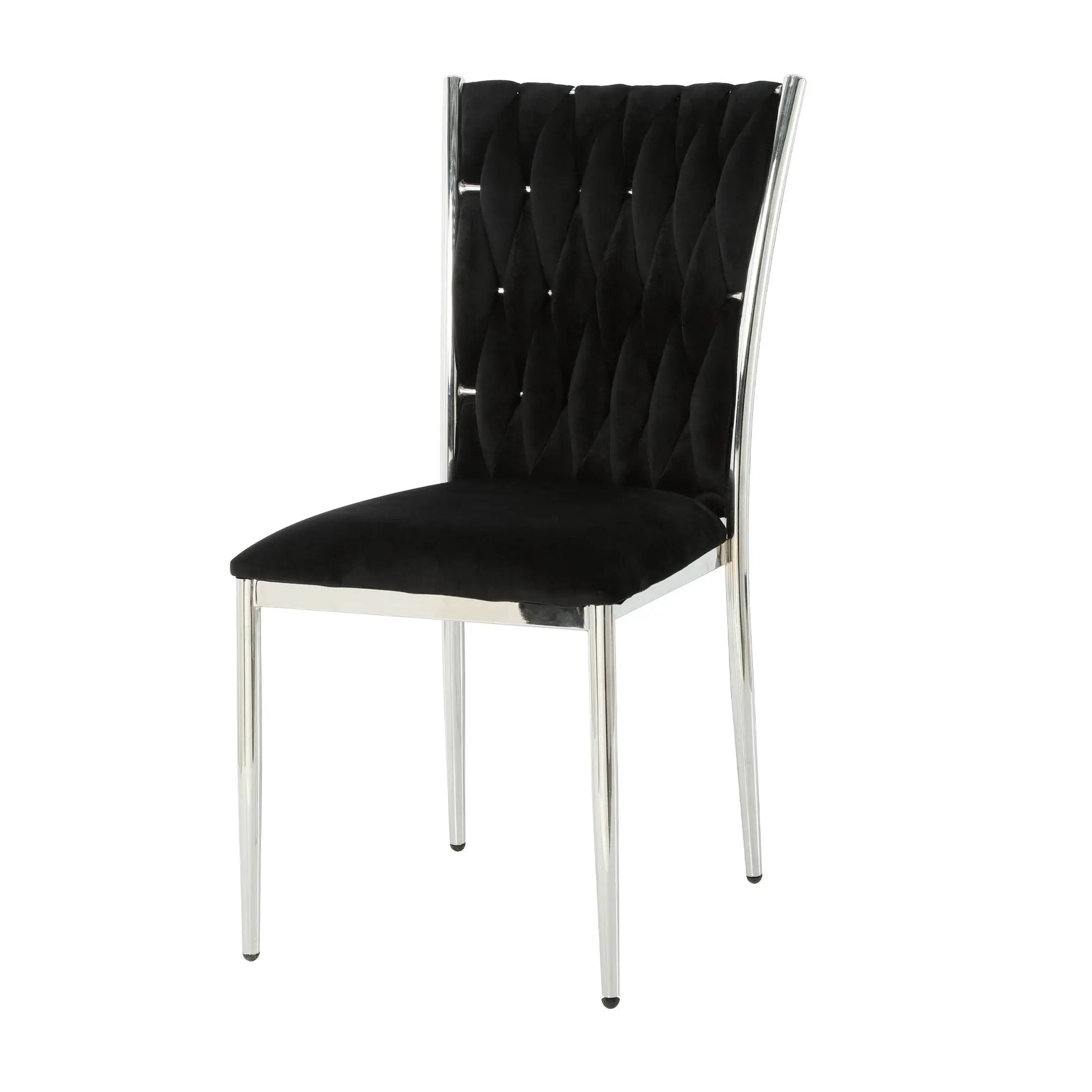 Modern Dining Chair Set black velvet backrest with diamond tufting and chrome frame on Tampa Home & Garden Store