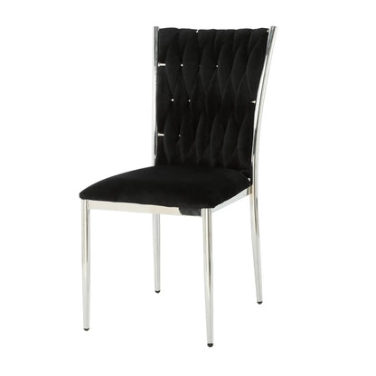 Modern Dining Chair Set black velvet backrest with diamond tufting and chrome frame on Tampa Home & Garden Store