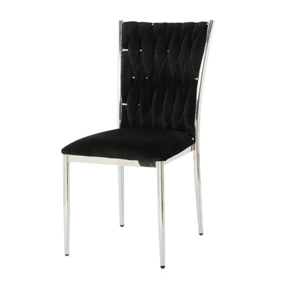Modern dining chair set with tufted black fabric upholstery and chrome metal legs HouseOfZazla on Tampa Home & Garden Store