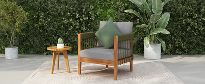 Acacia Wood Outdoor Club Chair with Rope