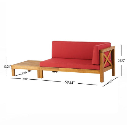 Brava X Back Corner Bench with Coffee Table - Red, 2-piece outdoor set by HouseOfZazla on Tampa Home & Garden Store