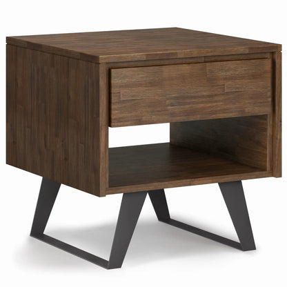 Lowry Handcrafted End Table with Acacia Drawer