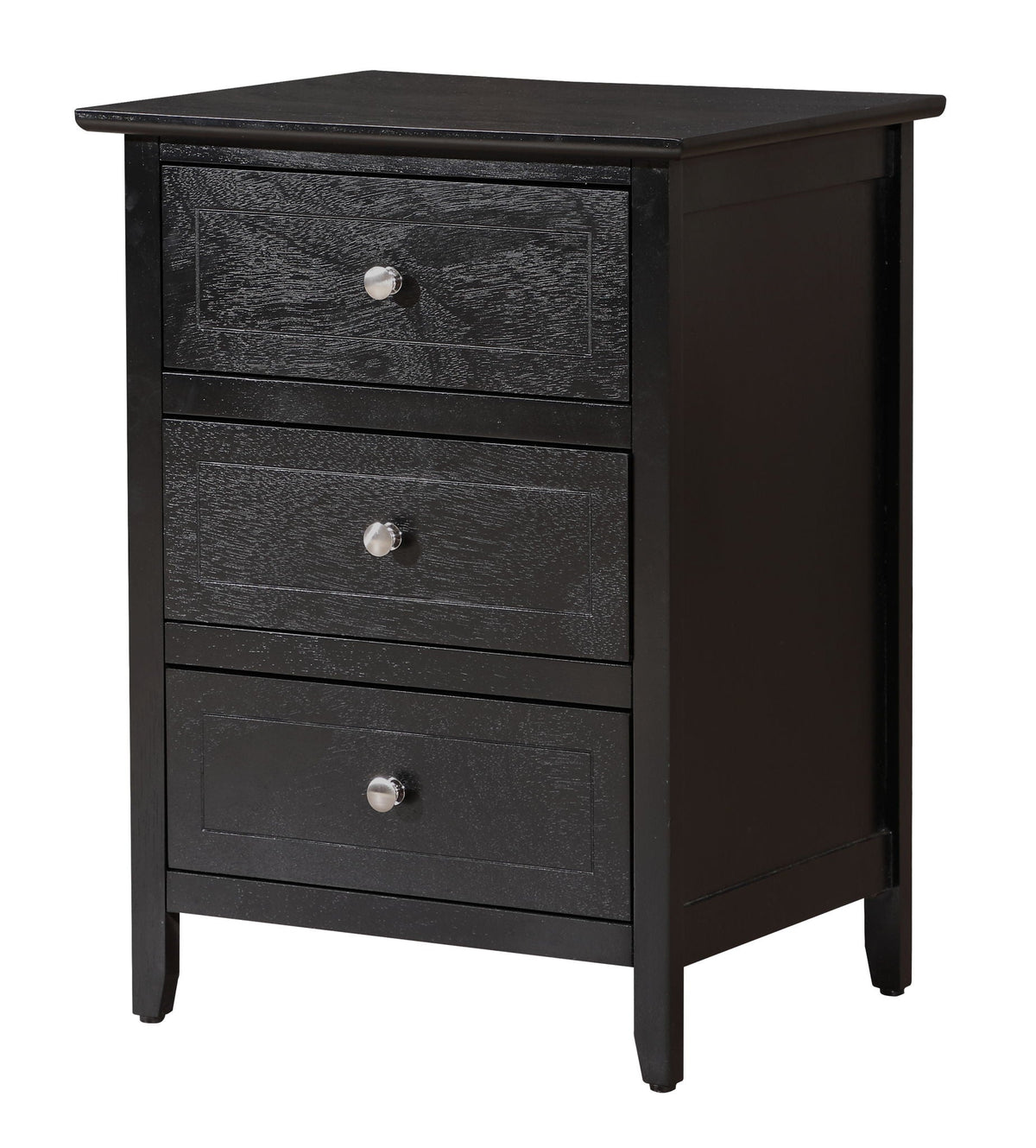 3 Drawer Nightstand real wood veneer black finish with silver knobs by HouseOfZazla on Tampa Home & Garden Store