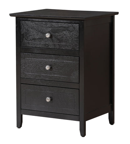 3 Drawer Nightstand real wood veneer black finish with silver knobs by HouseOfZazla on Tampa Home & Garden Store