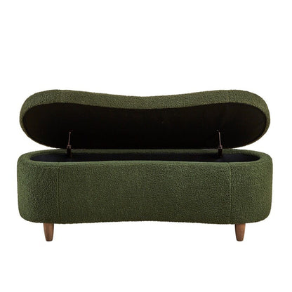 Flip Top Storage Bench dark green fabric with wooden legs soft-close hinges HouseOfZazla on Tampa Home & Garden Store