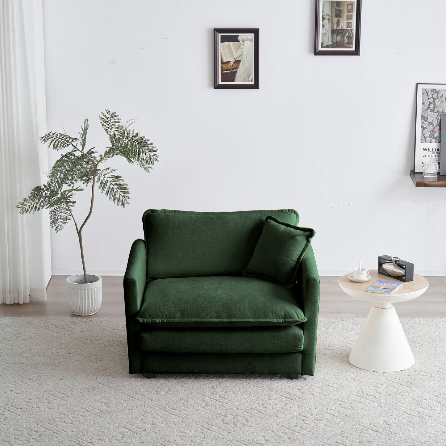 2-piece upholstered sectional sofa in green chenille with plush cushions in living room on Tampa Home & Garden Store