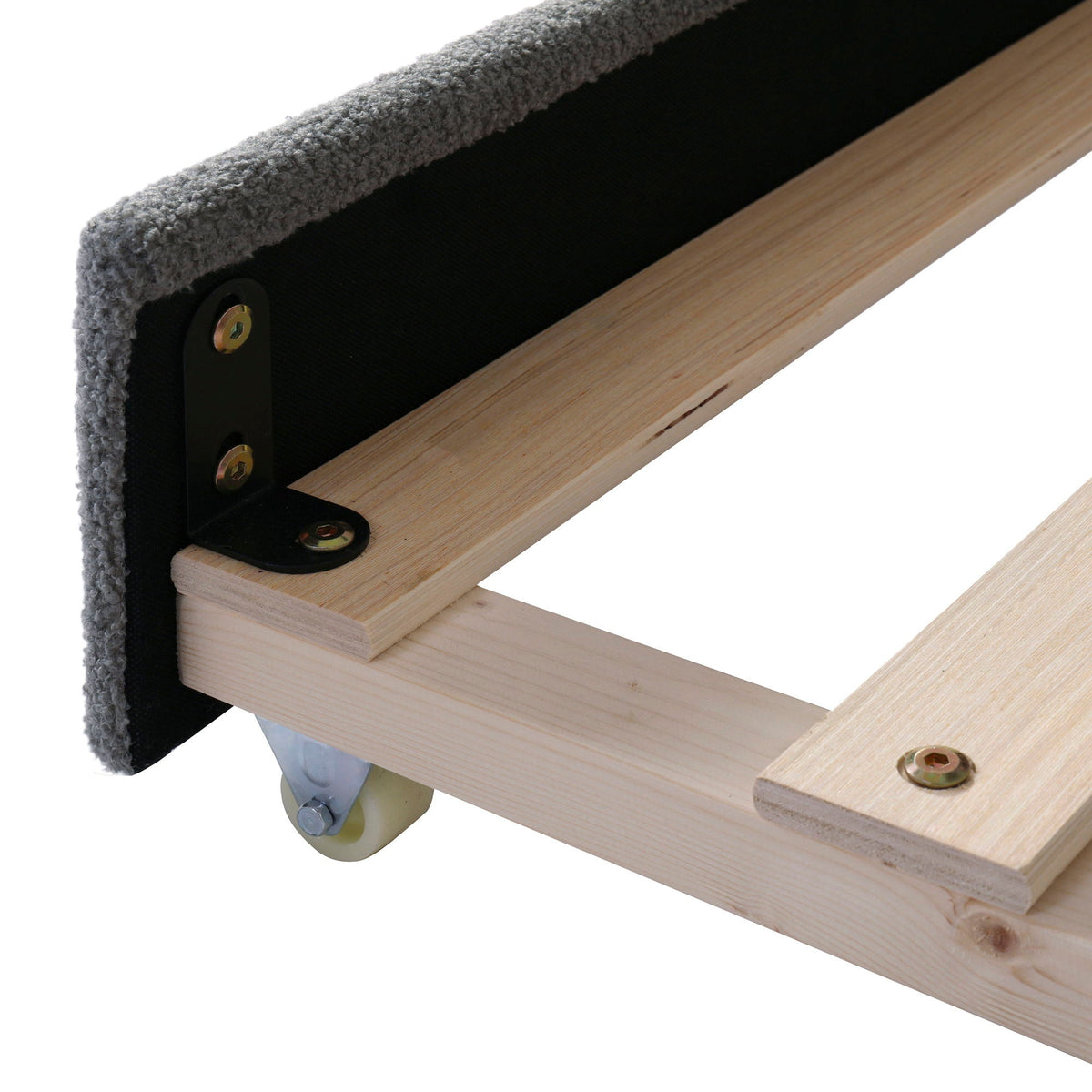 Trundle bed frame from HouseOfZazla with light wood slats and grey upholstered edge on Tampa Home & Garden Store