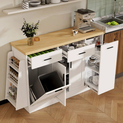 Kitchen sideboard with sliding-door cabinet and 3-tier spice rack by Unique Piece Furniture on Tampa Home & Garden Store