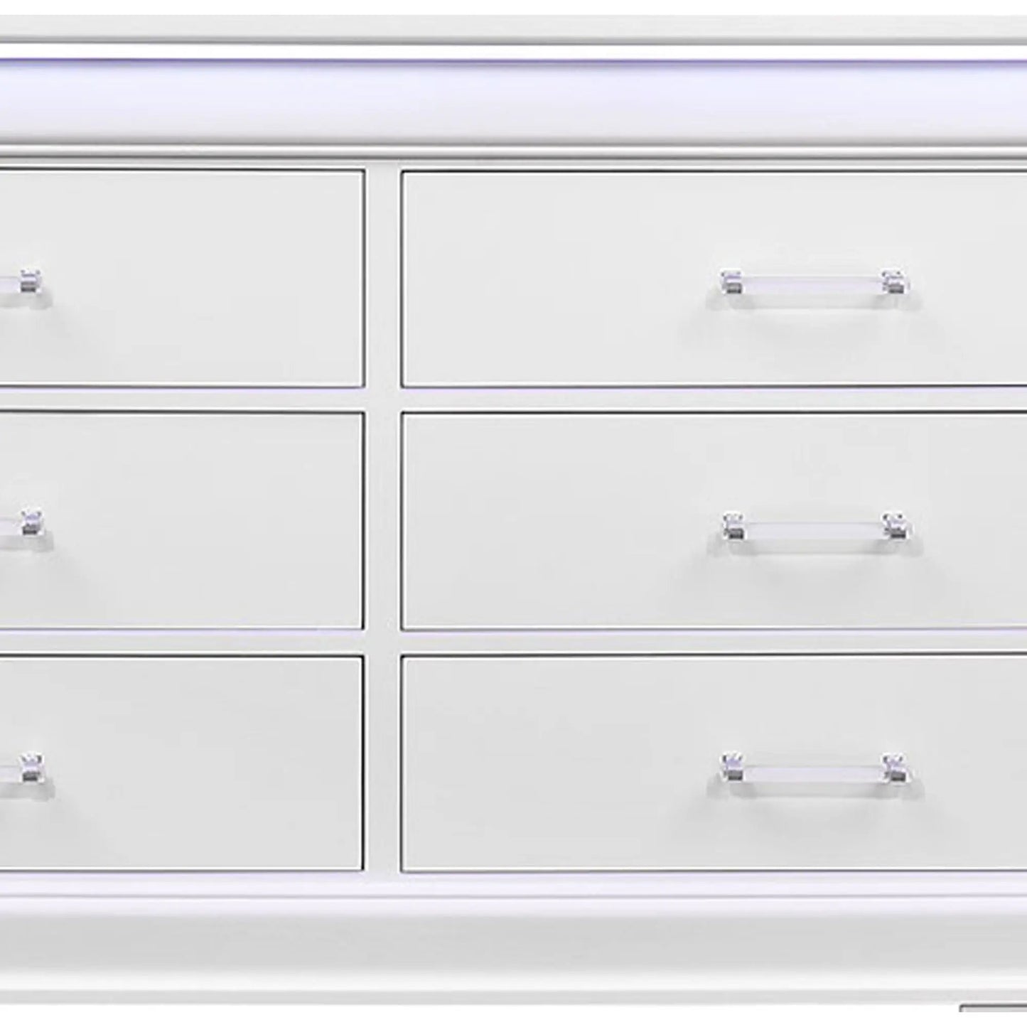 Charlston dresser with LED lights, white finish, chrome handles by Unique Piece Furniture on Tampa Home & Garden Store