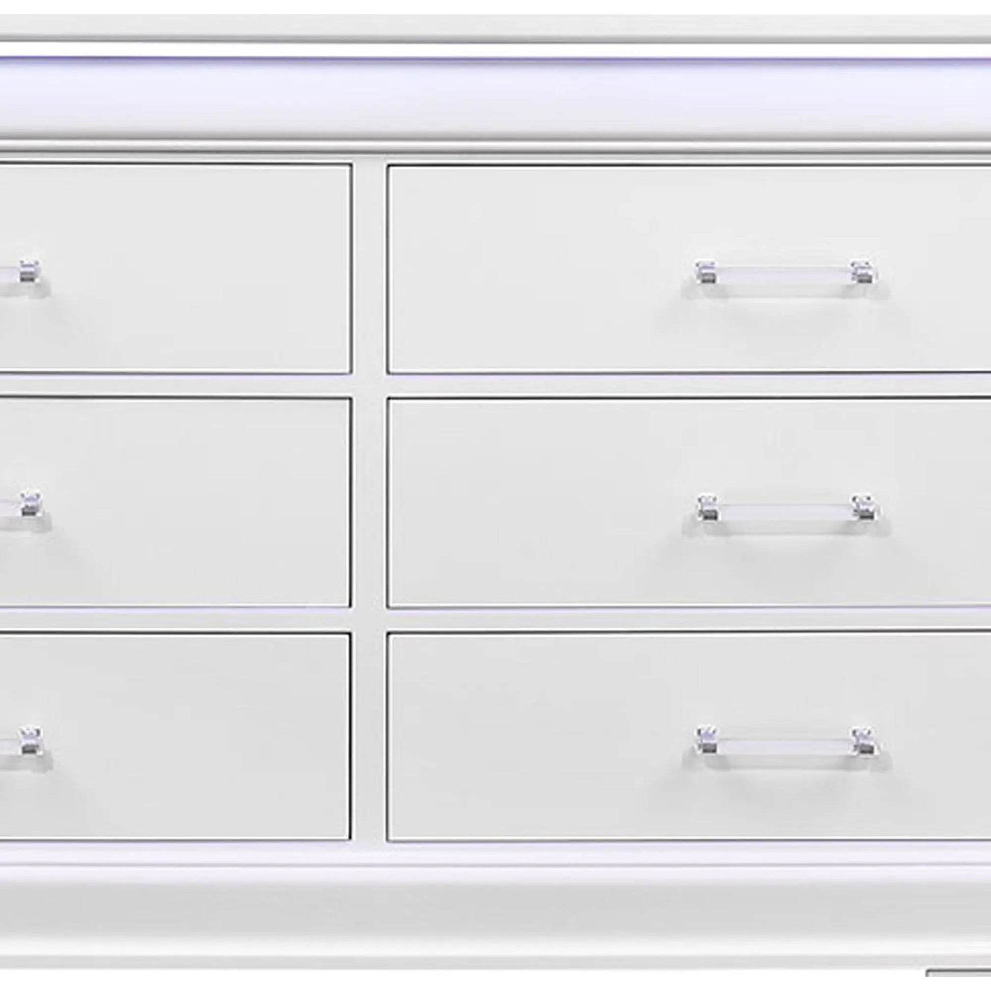 Charlston dresser with LED lights, white finish, chrome handles by Unique Piece Furniture on Tampa Home & Garden Store