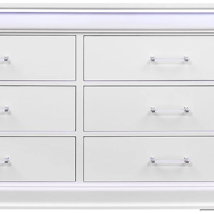 Charlston dresser with LED lights, white finish, chrome handles by Unique Piece Furniture on Tampa Home & Garden Store