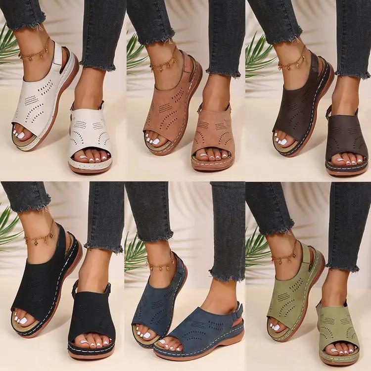 Hollow Back Buckle Fish Mouth Vintage Shoes