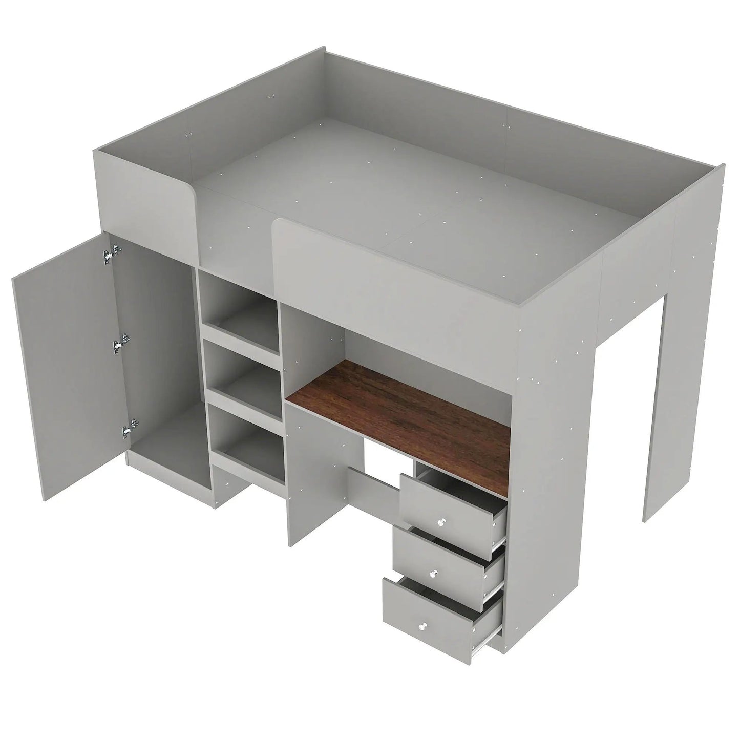 Loft Bed With Built In Wardrobe and Desk