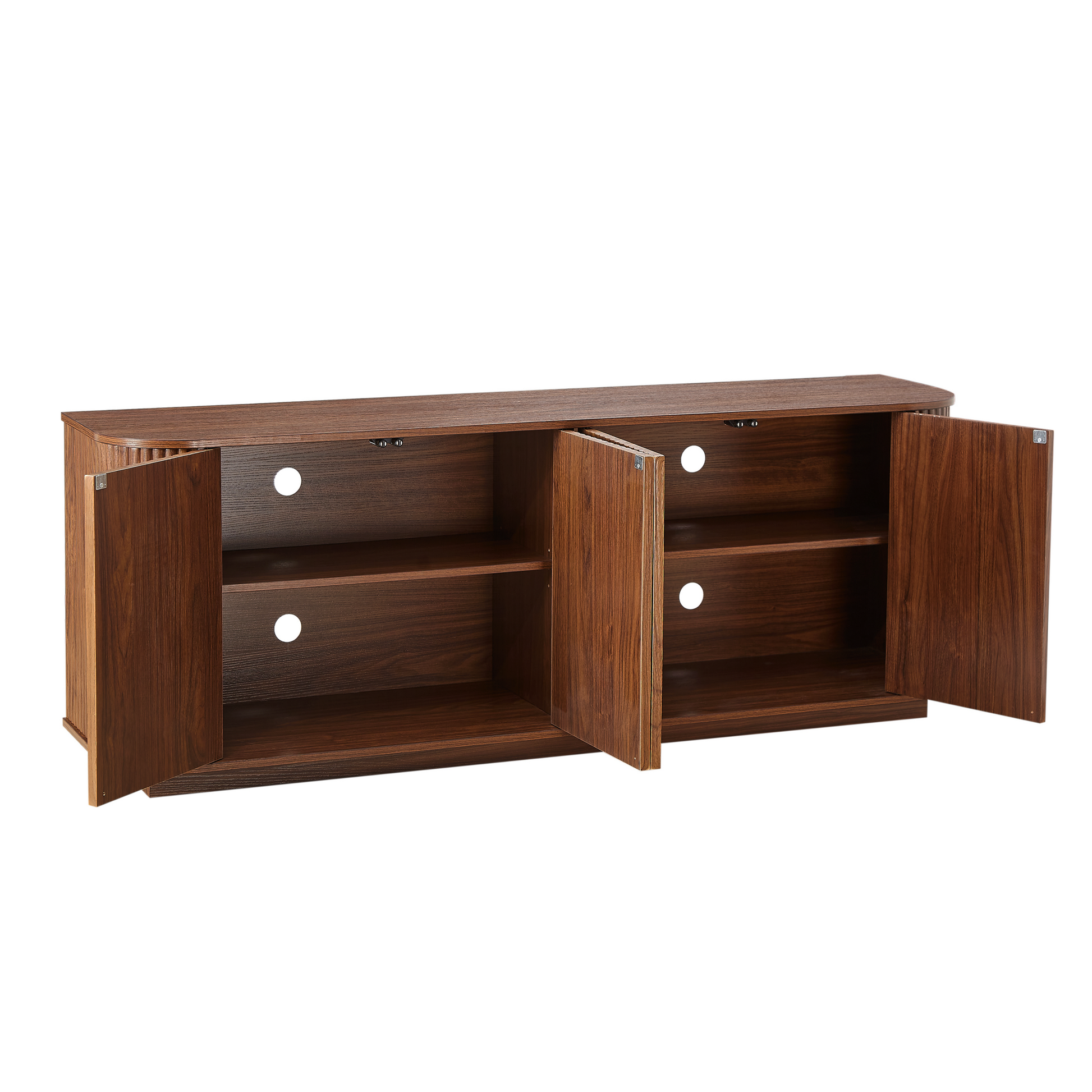 Sideboard storage cabinet TV stand in dark wood with circular door cutouts by HouseOfZazla on Tampa Home & Garden Store