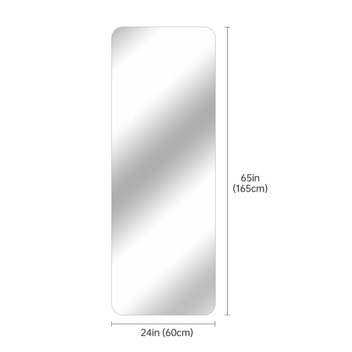 Full Body Round Corner Mirror by HouseOfZazla, brushed silver wall mirror, 24in W x 65in H on Tampa Home & Garden Store
